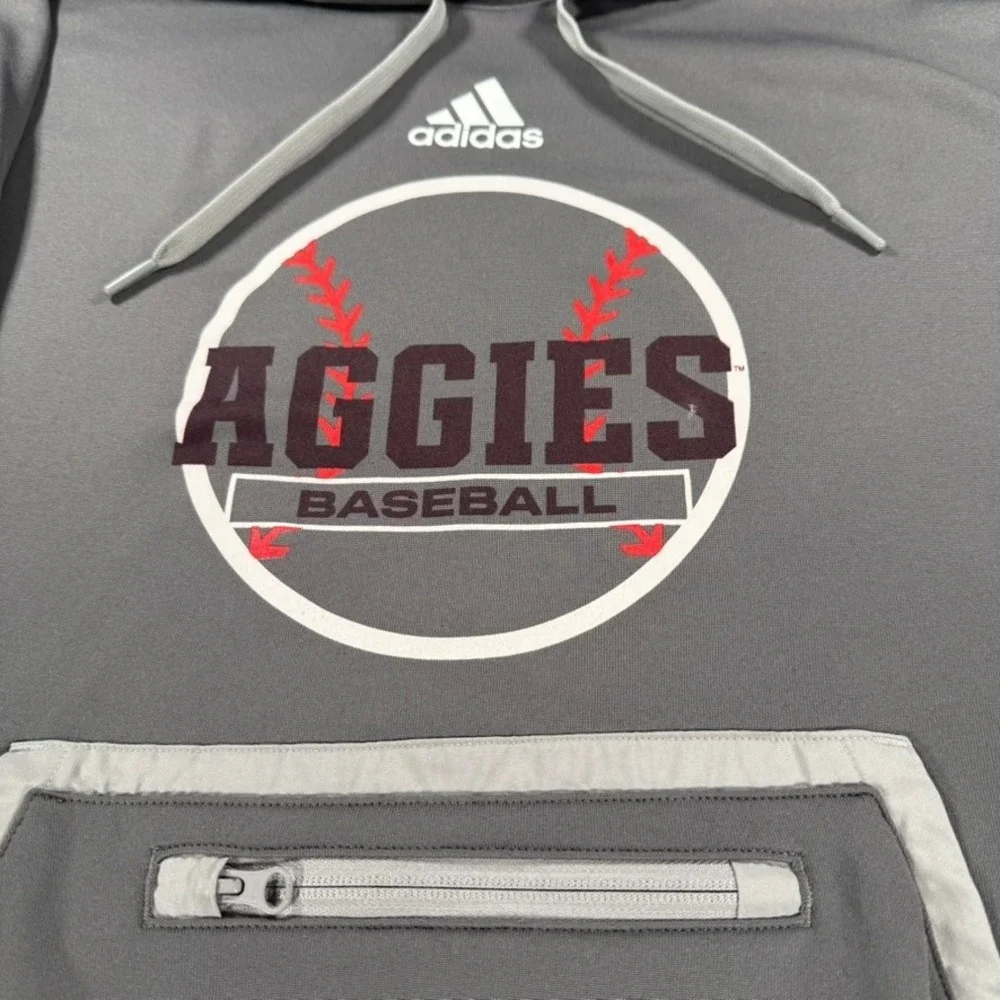 Adidas Texas A&M Aggies Baseball Hoodie Mens XL Gray Aeroready SEC Pullover